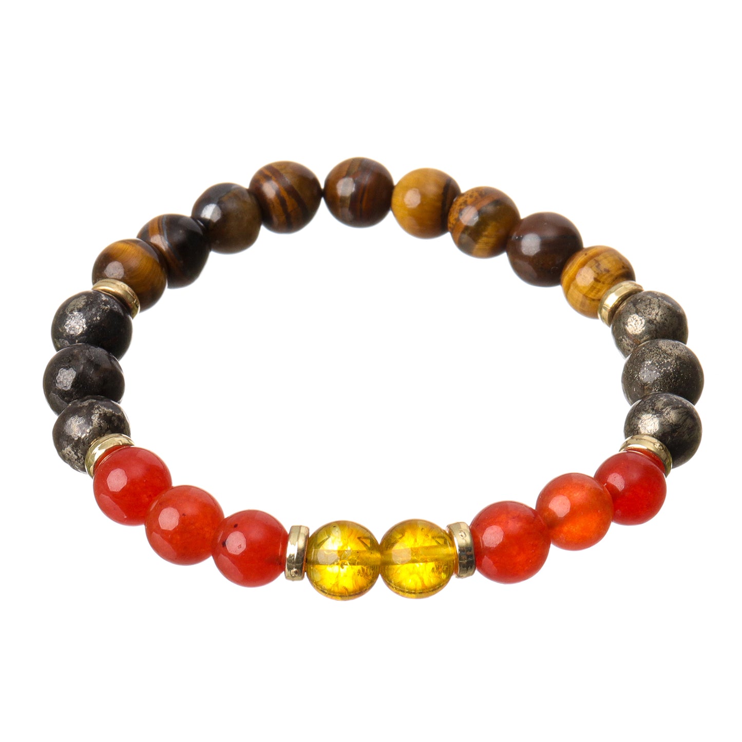 Wealth Bracelet - Tiger Eye, Pyrite, Citrine & Carnelian Natural Stone
