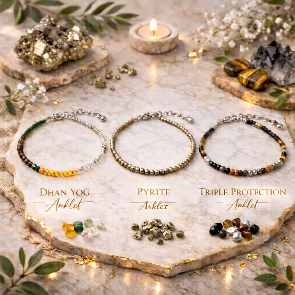 Wealth & Protection Anklets Combo – Pyrite, Dhan Yog & Triple Protection