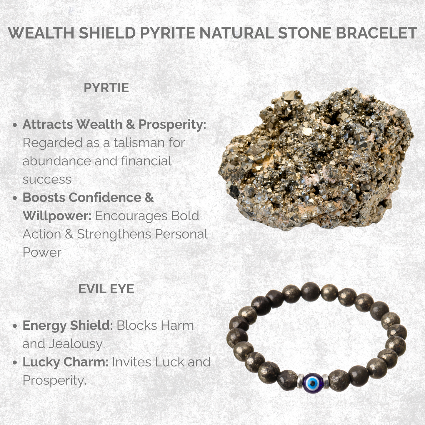 Wealth Shield Pyrite Natural Stone Bracelet