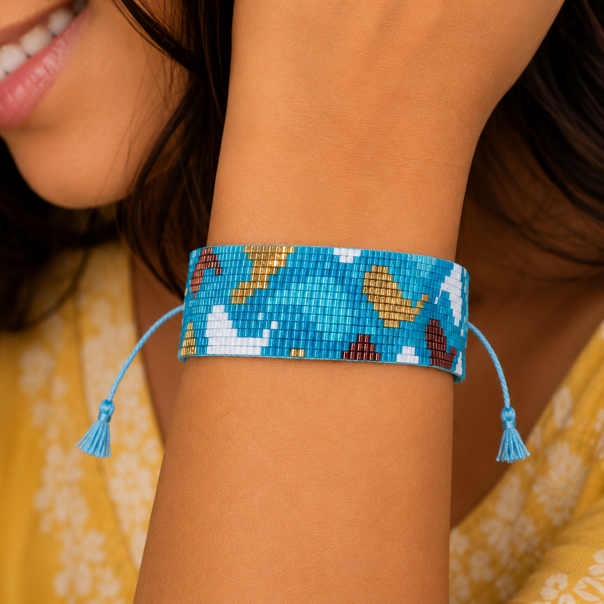 Whale Pattern Adjustable Beaded Bracelet for Women