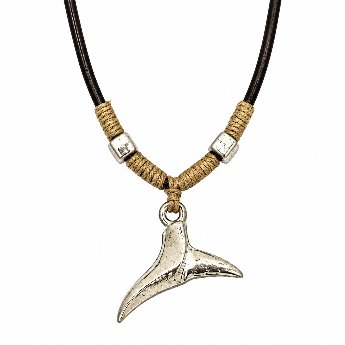 Whale Tail Pendant Leather Necklace for Men