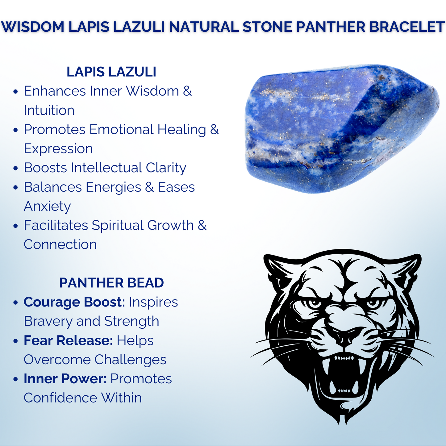 Wisdom Lapis Lazuli Natural Stone Panther Bracelet