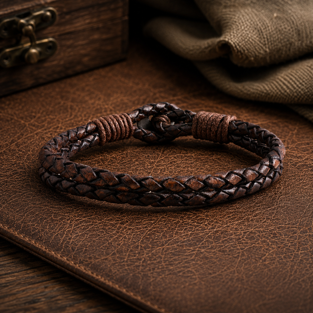 Zaragoza Men’s Braided Leather Bracelet