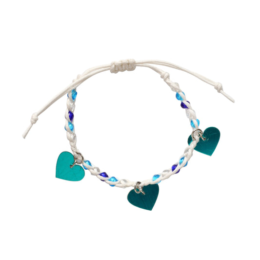 Adjustable Beaded Bracelet with Heart Charms