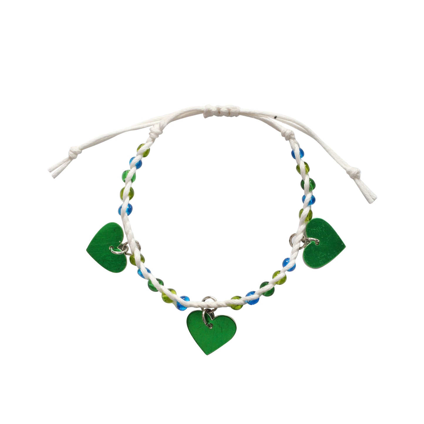 Adjustable Beaded Bracelet with Heart Charms