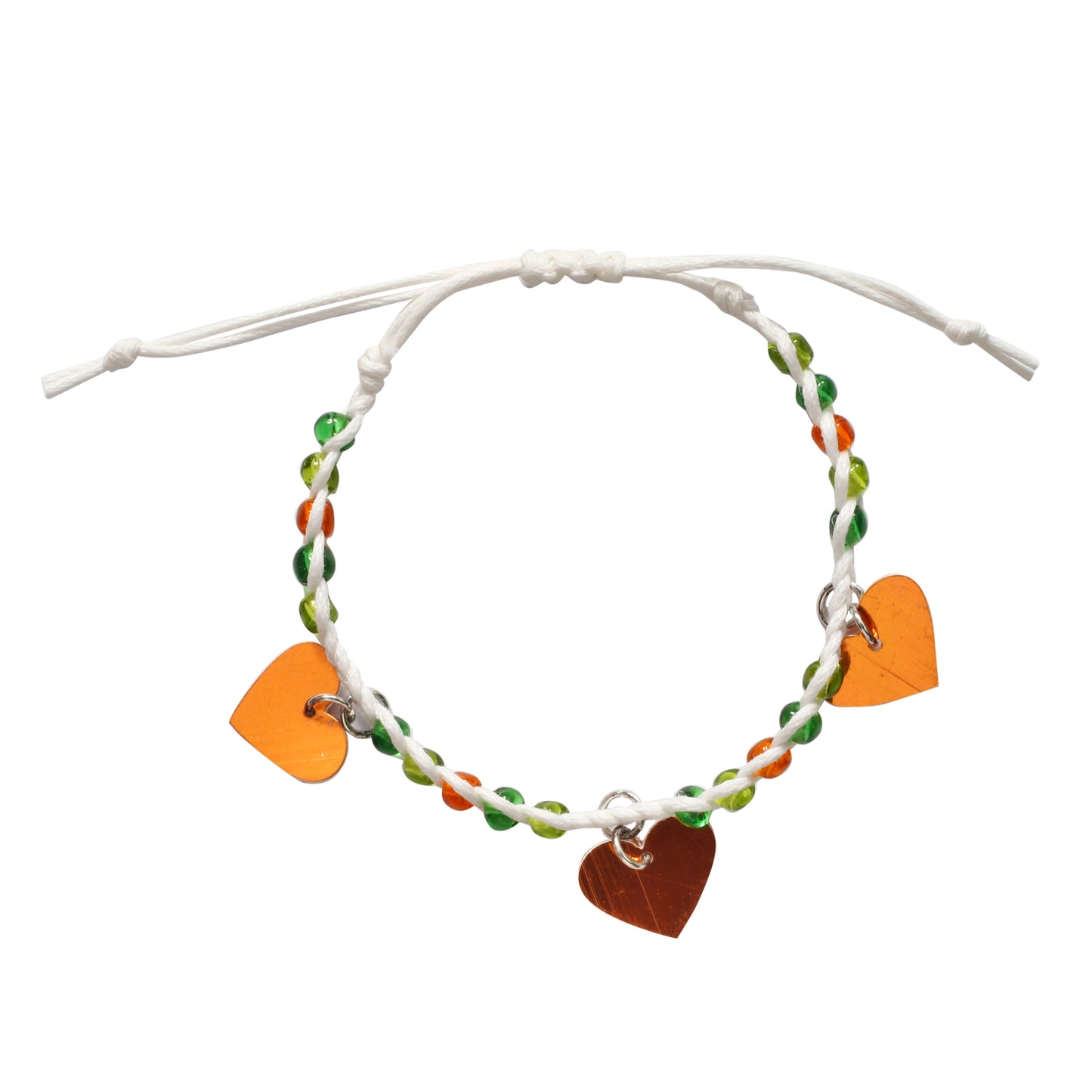 Adjustable Beaded Bracelet with Heart Charms