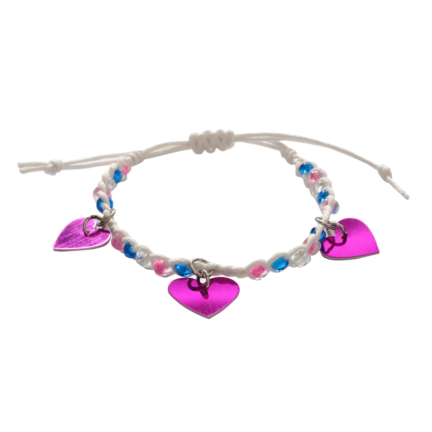 Adjustable Beaded Bracelet with Heart Charms