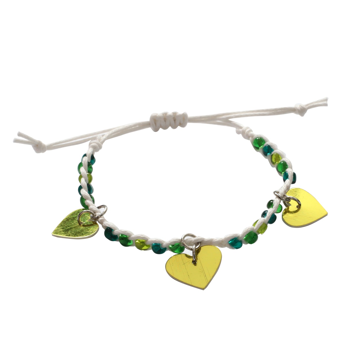 Adjustable Beaded Bracelet with Heart Charms
