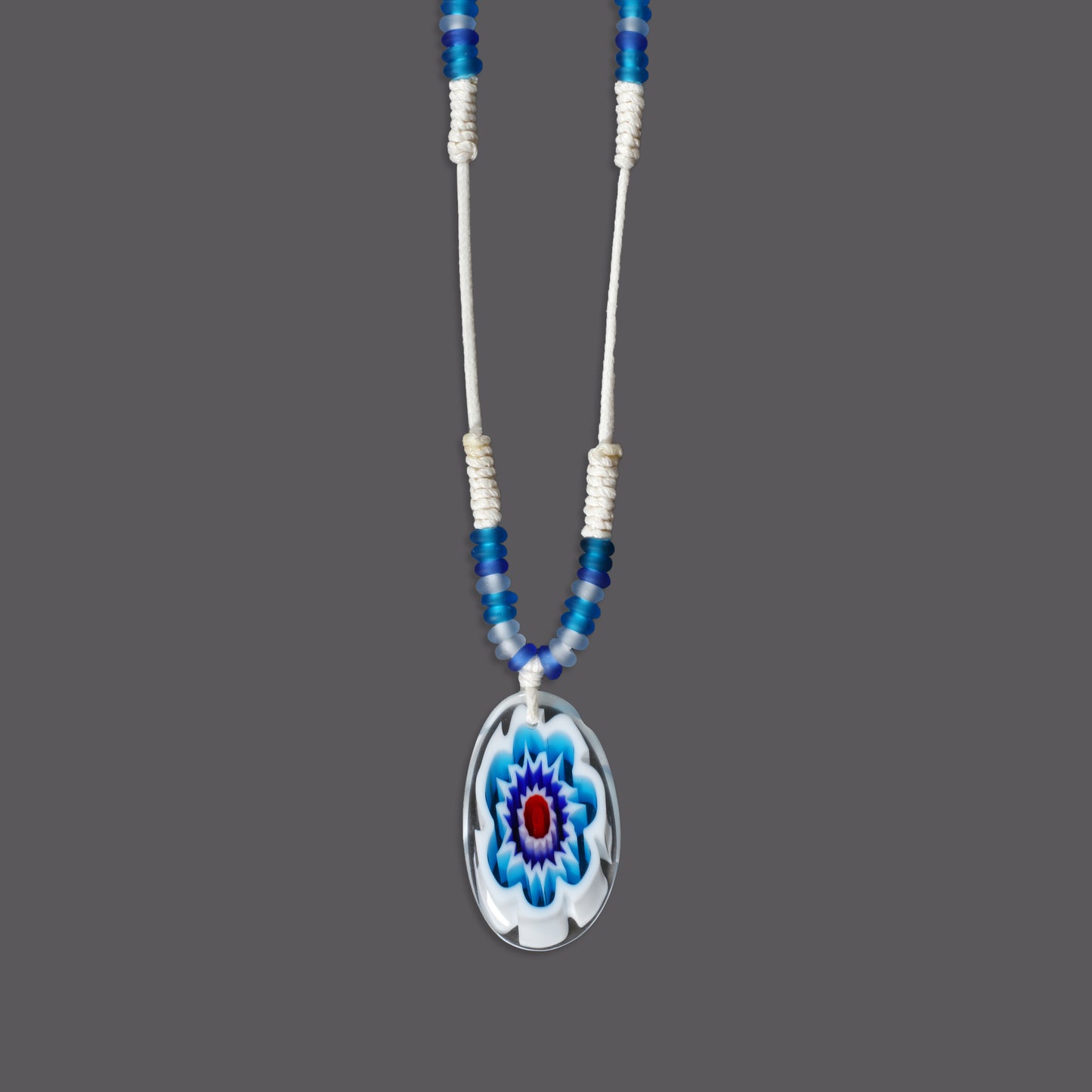 Beaded Necklace with Flower Pendant