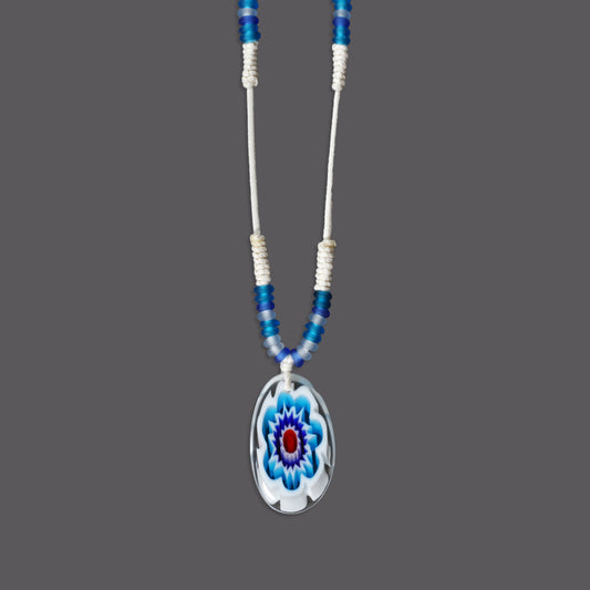 Beaded Necklace with Flower Pendant