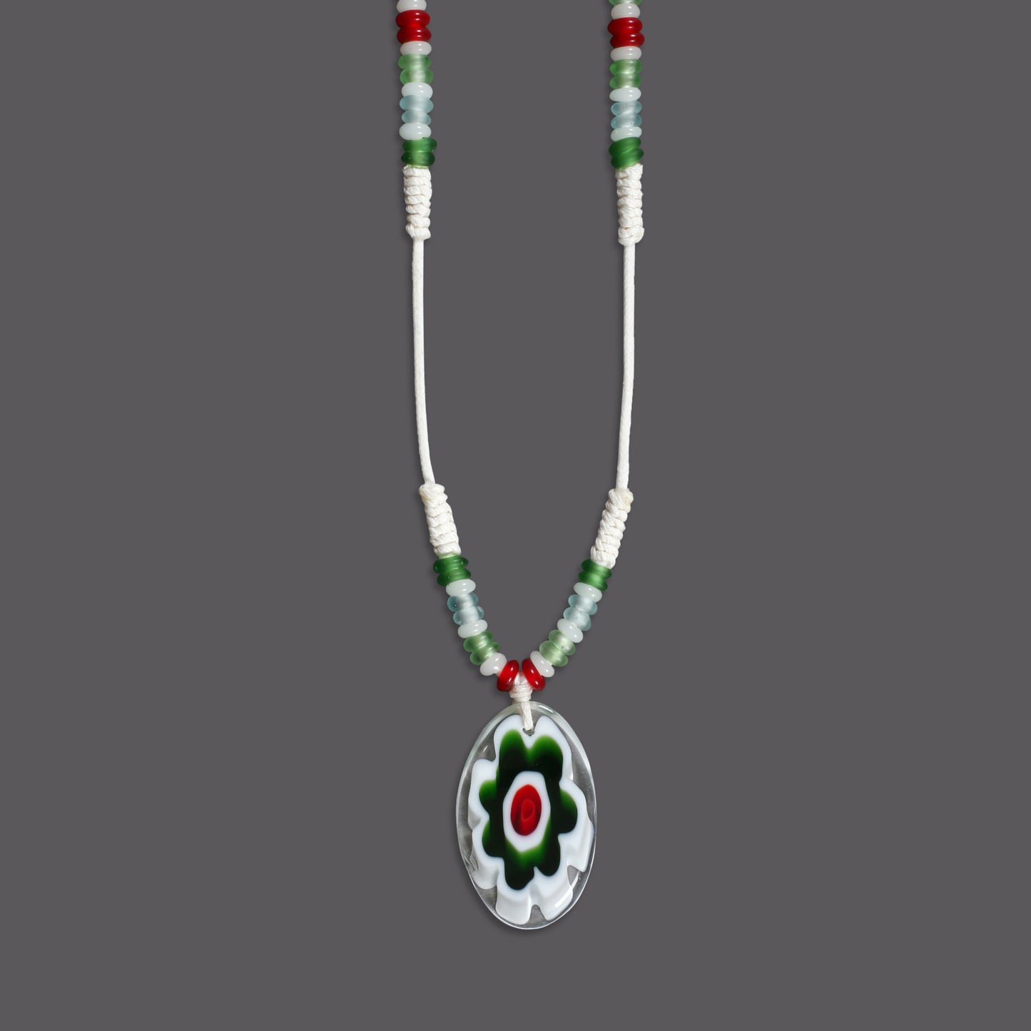 Beaded Necklace with Flower Pendant
