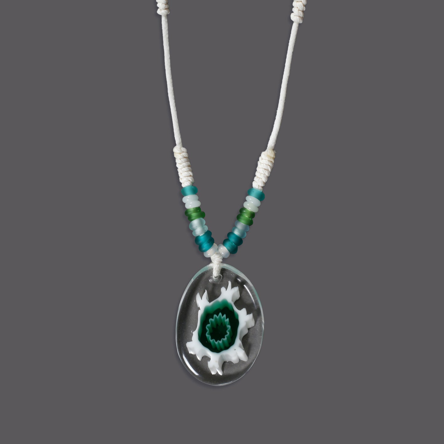 Beaded Necklace with Flower Pendant