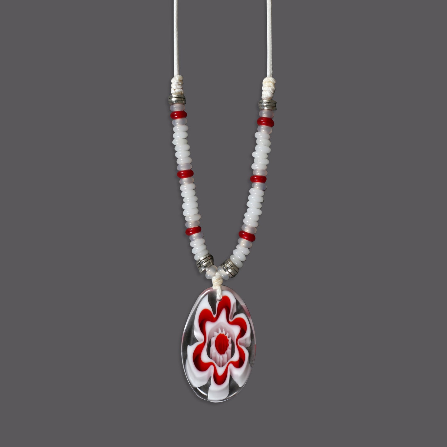 Beaded Choker Necklace with Flower Pendant