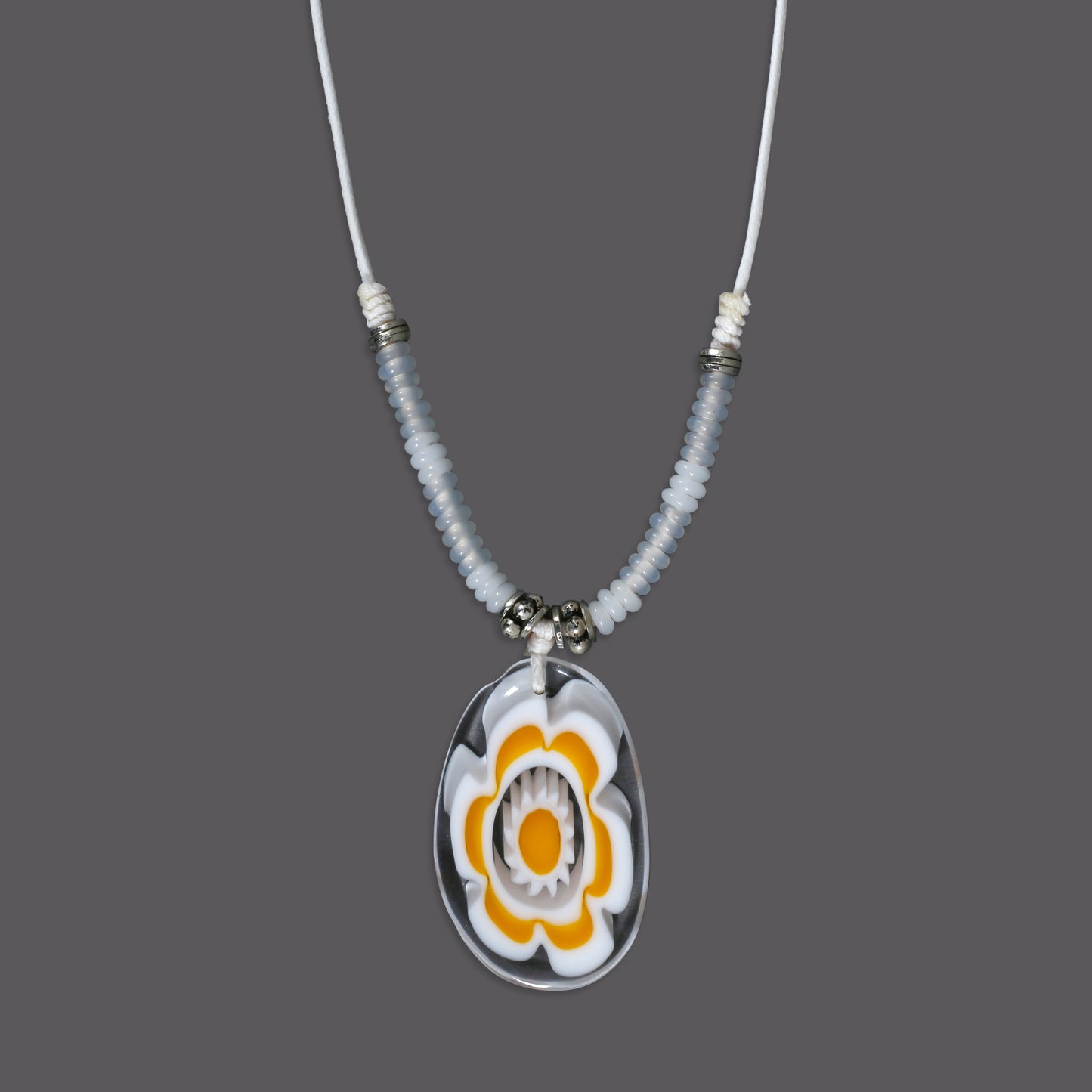Beaded Choker Necklace with Flower Pendant