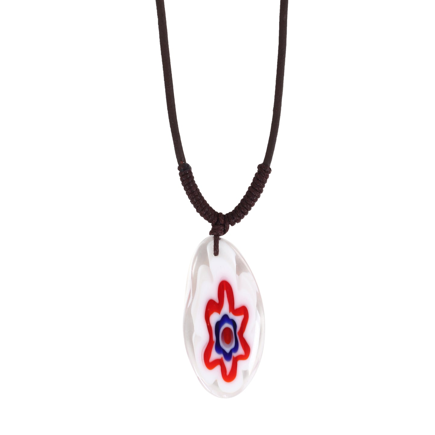 Leather Choker Necklace with Flower Pendant