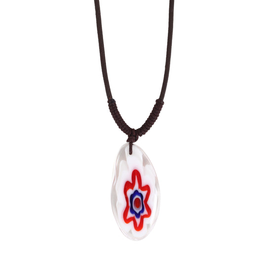 Leather Choker Necklace with Flower Pendant