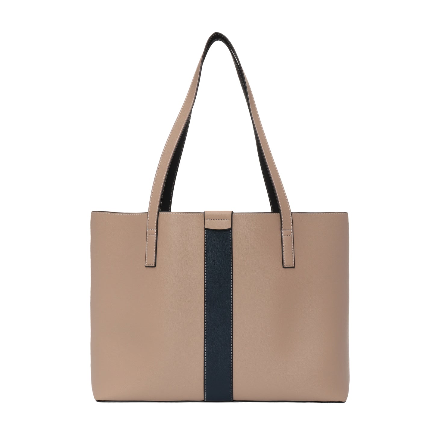 Signature Stripe Faux Leather Tote Bag