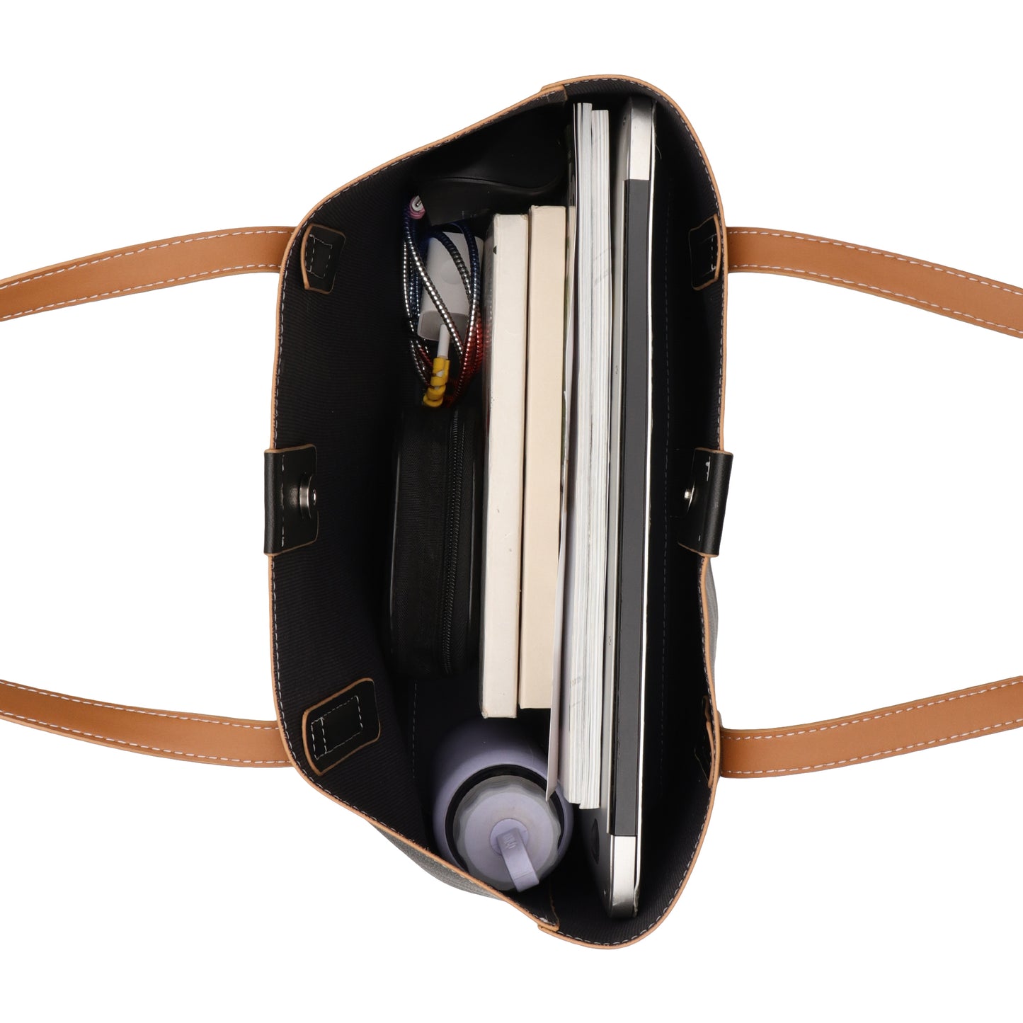 Signature Stripe Faux Leather Tote Bag