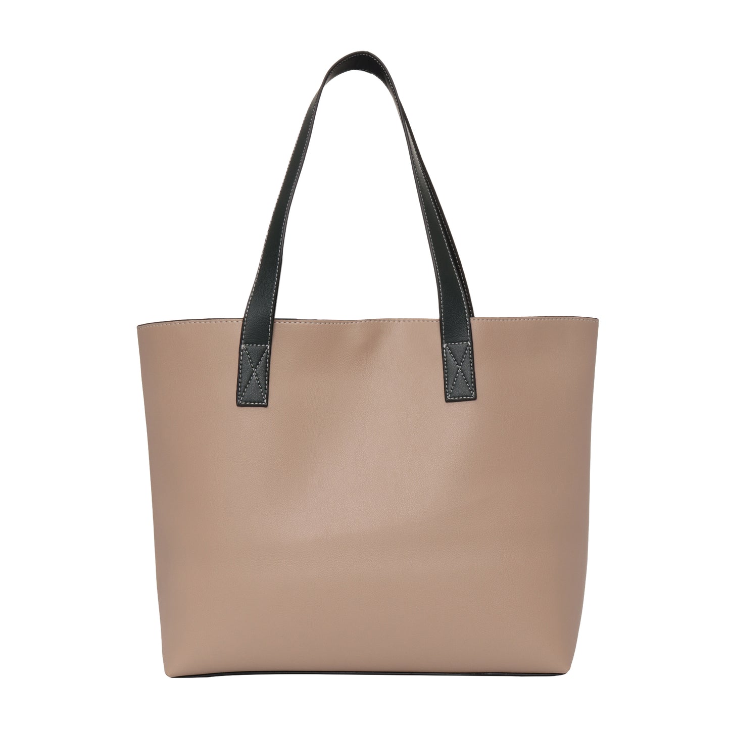 Stripe Accent Faux Leather Tote Bag