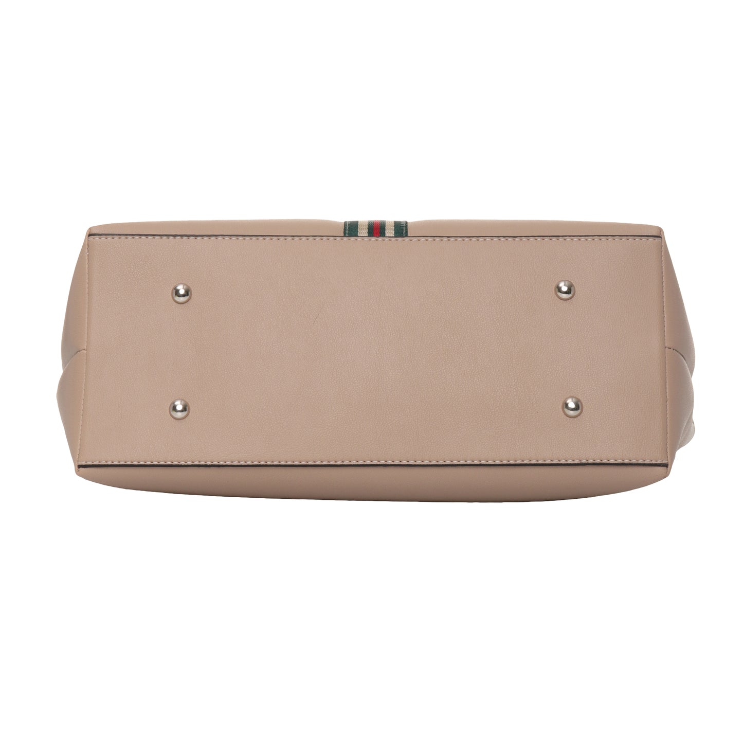 Stripe Accent Faux Leather Tote Bag