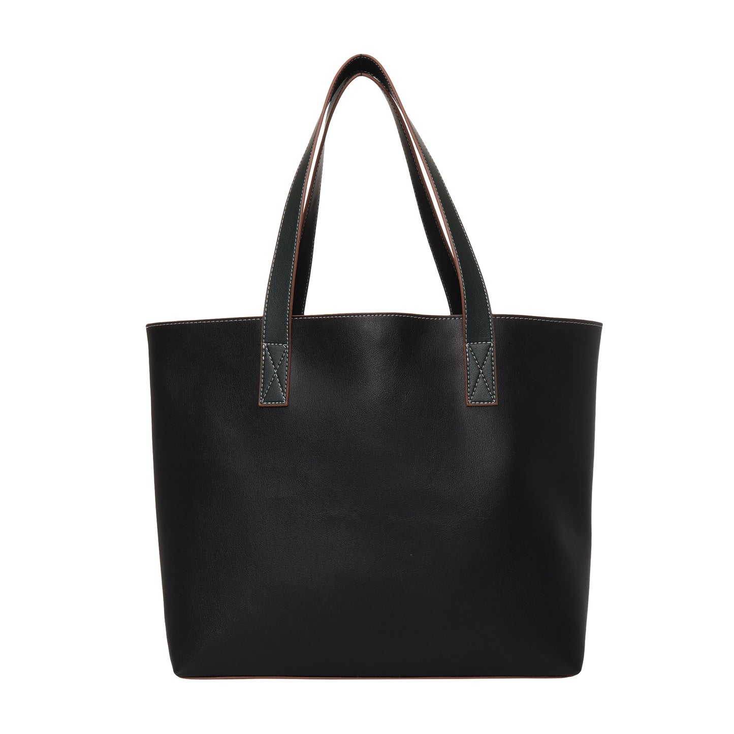 Stripe Accent Faux Leather Tote Bag