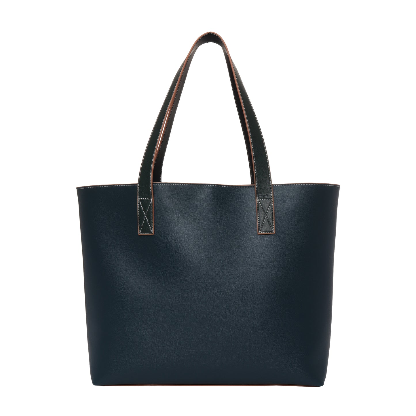 Stripe Accent Faux Leather Tote Bag