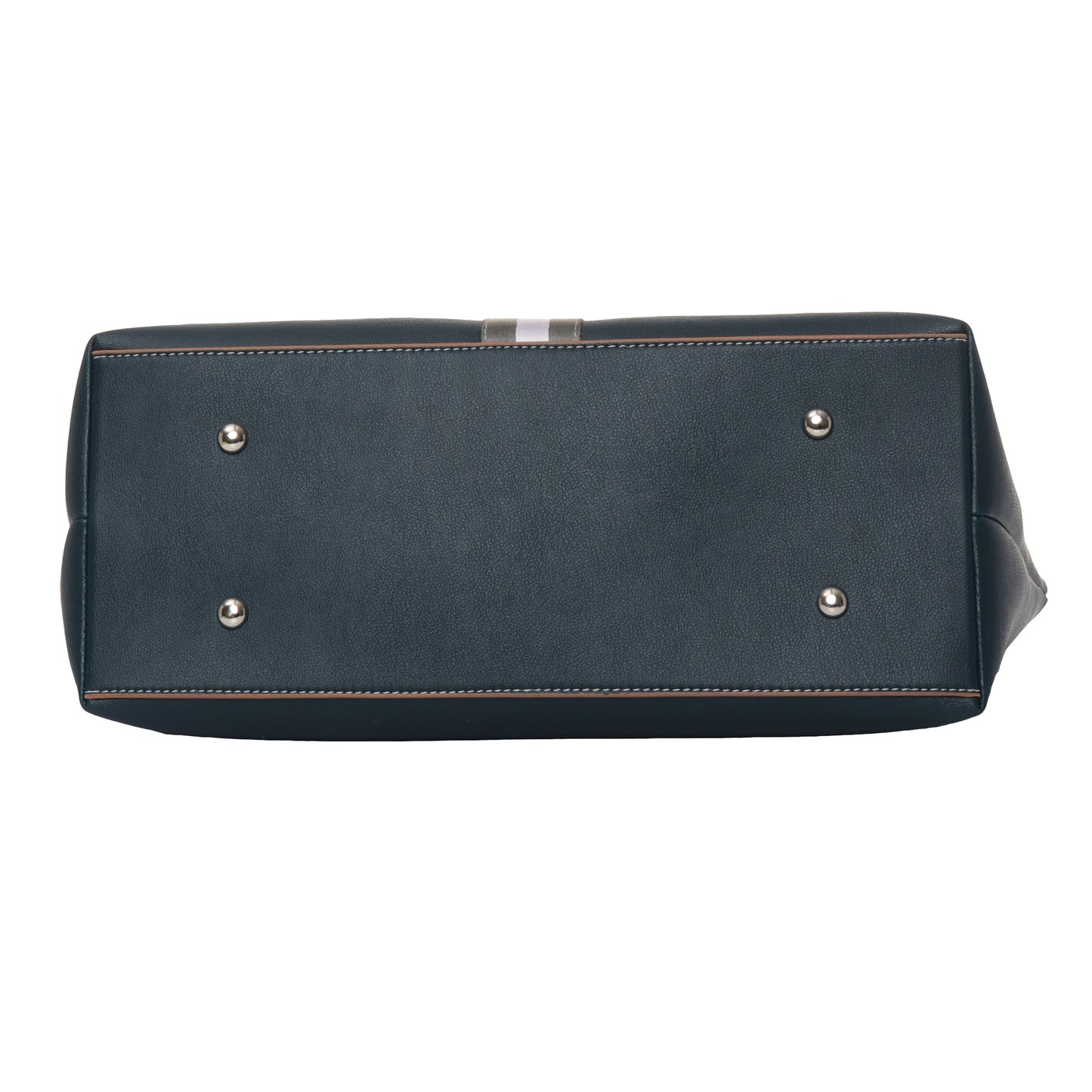 Stripe Accent Faux Leather Tote Bag