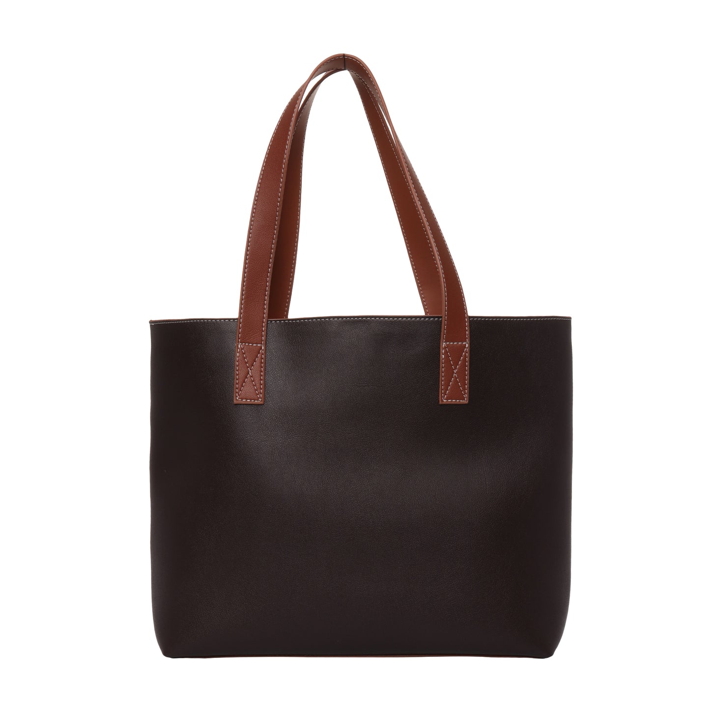 Stripe Accent Faux Leather Tote Bag