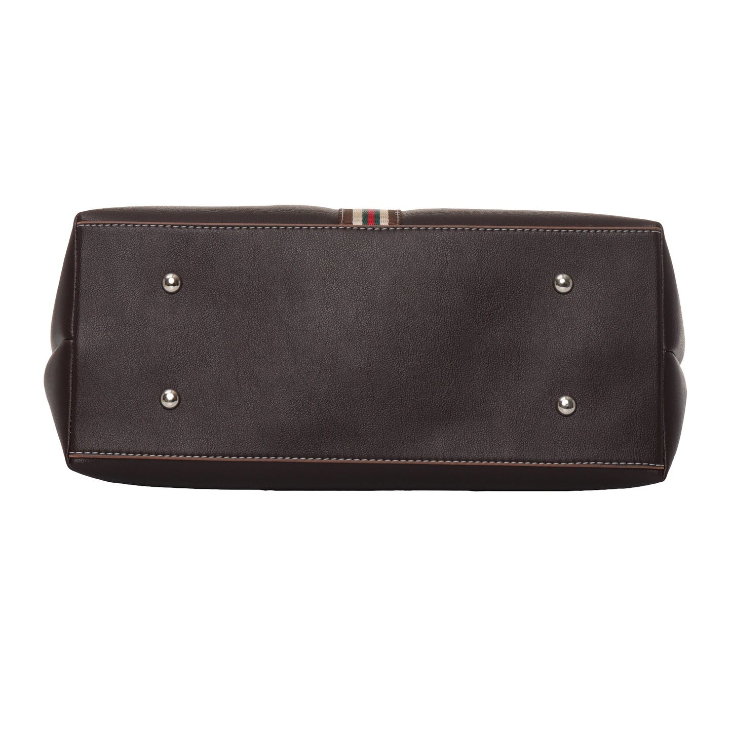 Stripe Accent Faux Leather Tote Bag