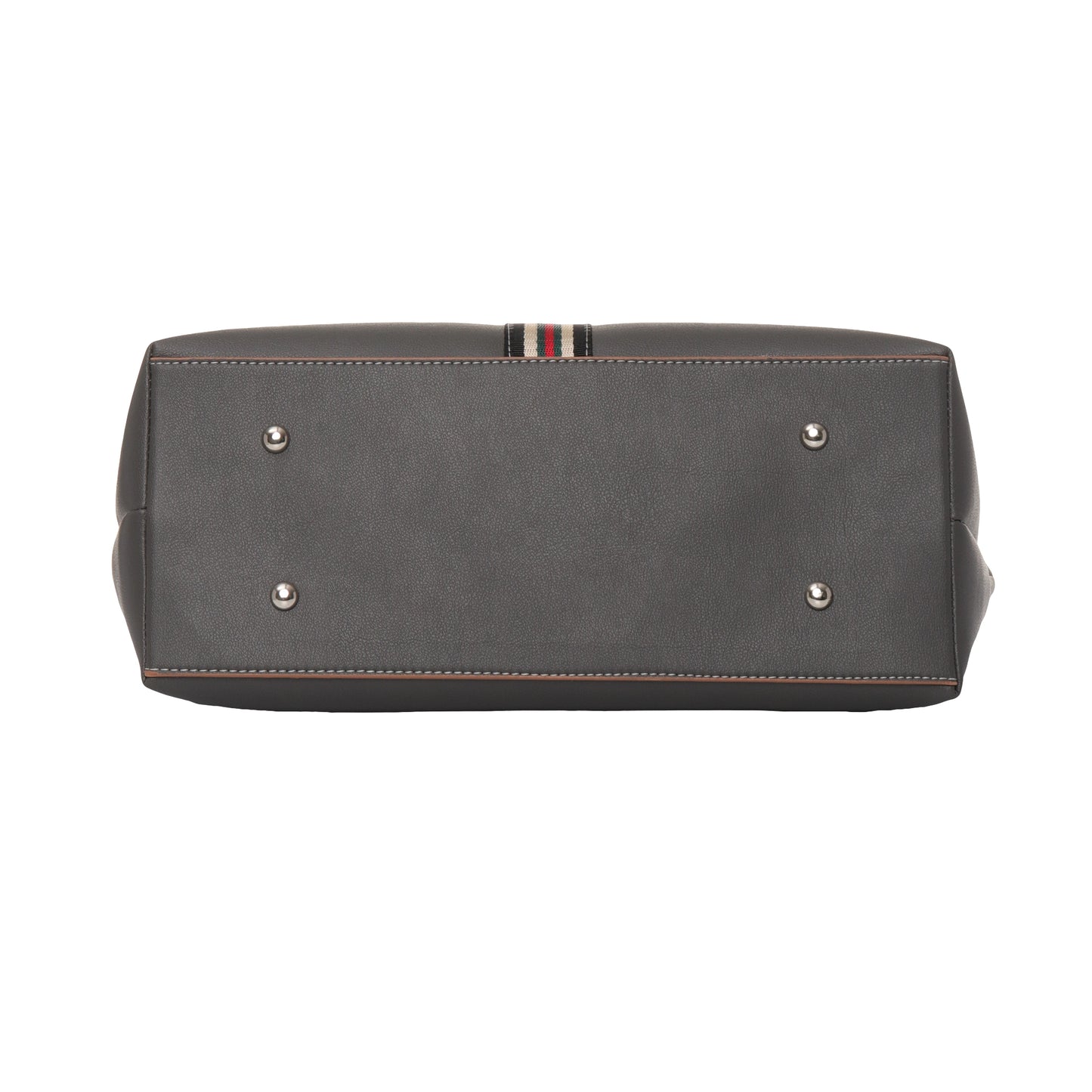 Stripe Accent Faux Leather Tote Bag