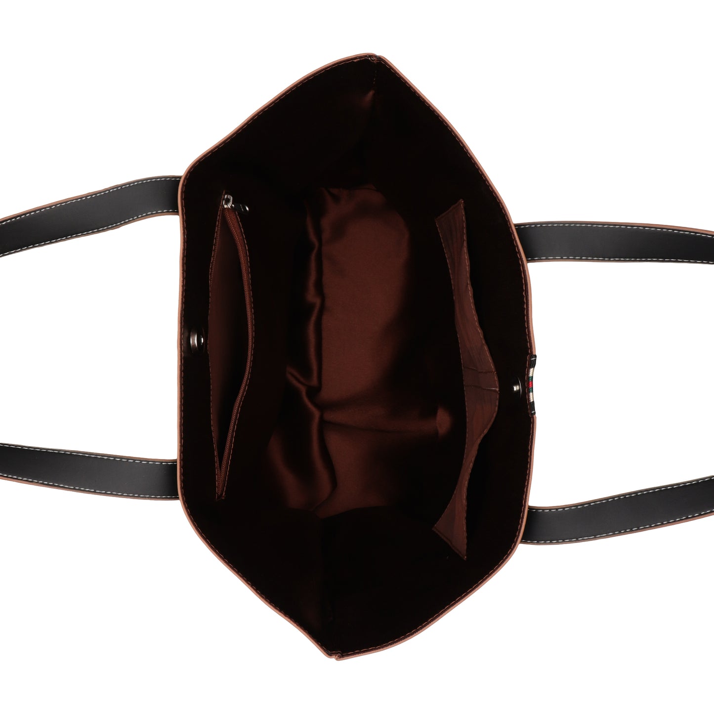 Stripe Accent Faux Leather Tote Bag