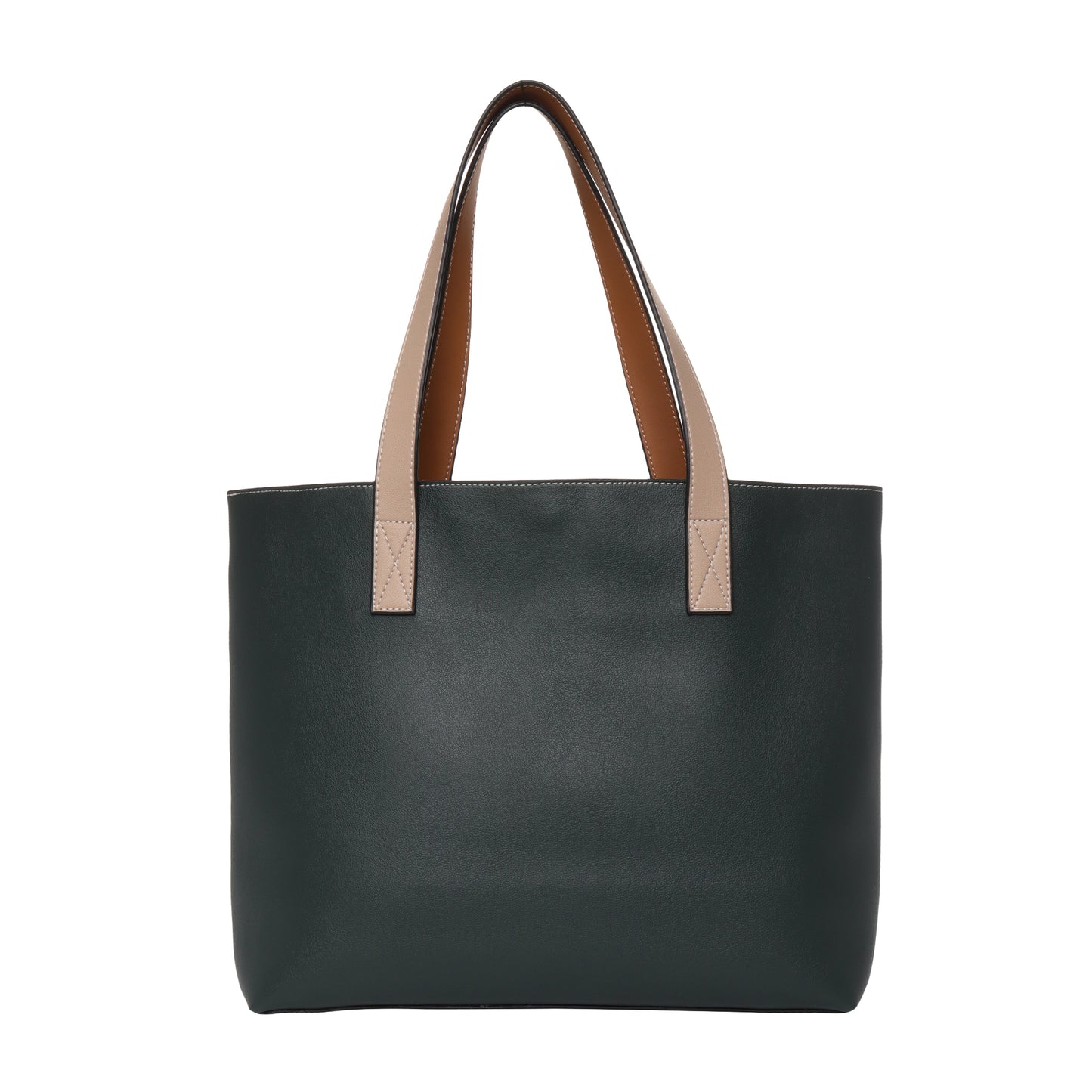 Stripe Accent Faux Leather Tote Bag