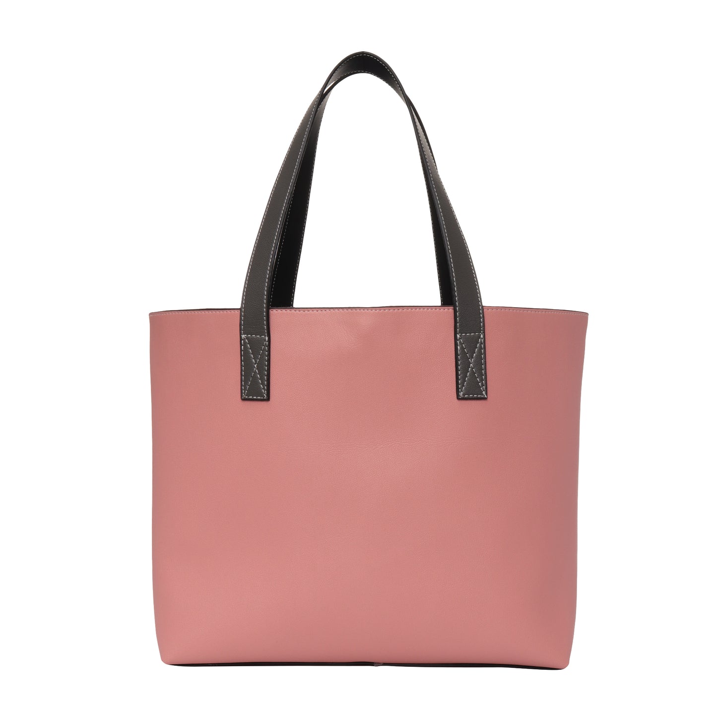 Stripe Accent Faux Leather Tote Bag