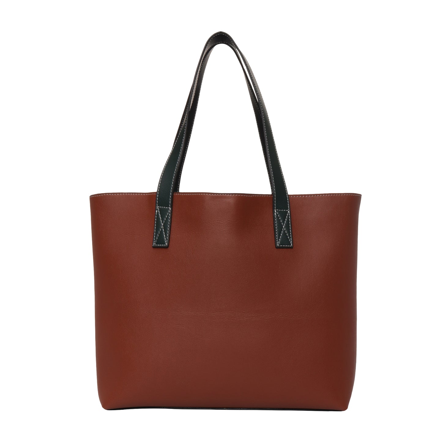 Stripe Accent Faux Leather Tote Bag