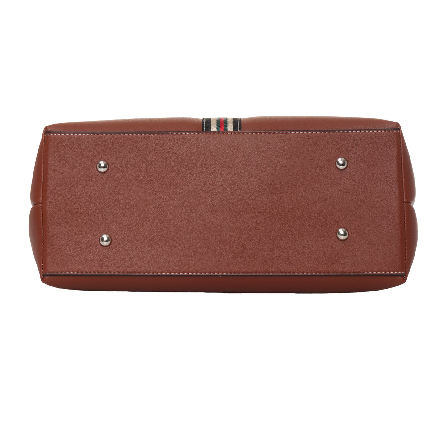 Stripe Accent Faux Leather Tote Bag