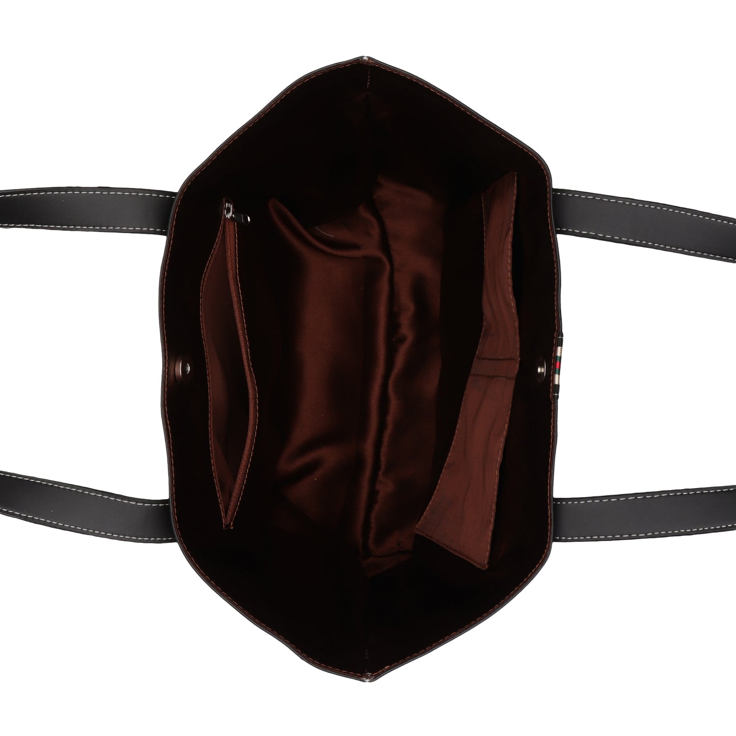 Stripe Accent Faux Leather Tote Bag